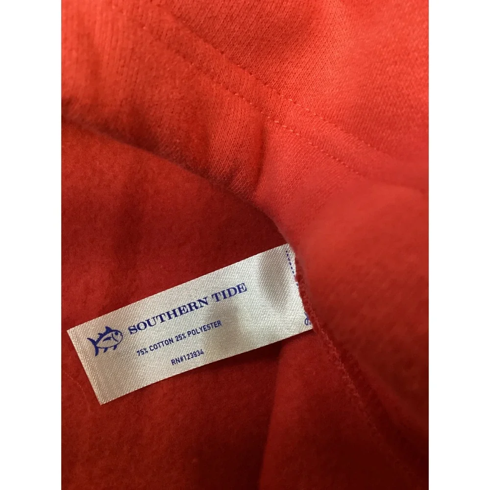 Southern Tide Kids Crab Red Quarter Zip Pullover Fleece Sweatshirt Size M 8-10